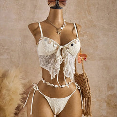 S - XL Two-pieces Bikini Set Scalloped Tankini Bikini