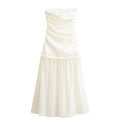 High Street Patchwork Strapless Midi Dresses