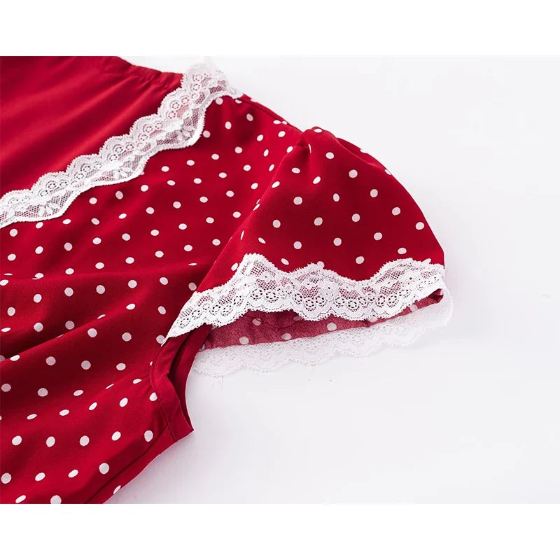 French Polka Dot Red Dresses