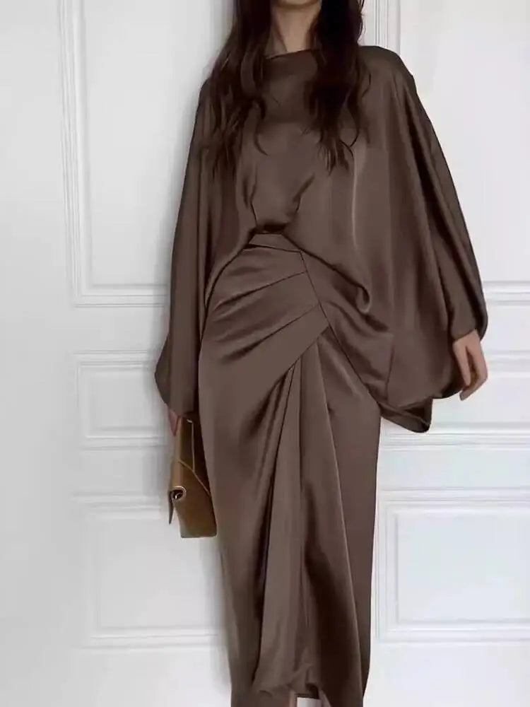 Autumn Round Neck Long Sleeve Irregular Waist Dresses