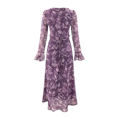 Vintage French Style Floral Print Dresses