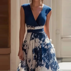 Ladies Elegant Cocktail Party Dresses Sexy V Neck Sleeveless Slim Fit Commuter Dresses