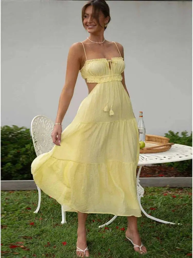 Sweet V-neck Sleeveless Pleated Patchwork Dresses