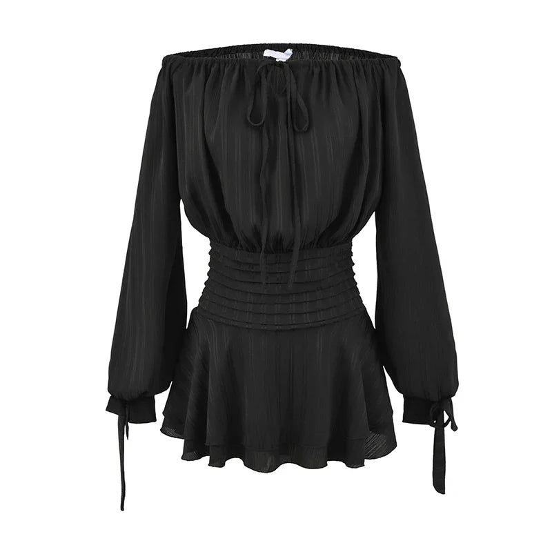 Vintage Lantern Sleeve Sexy Off Shoulder Dresses