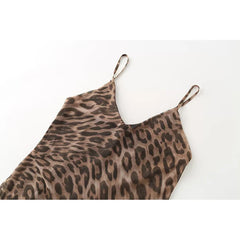 Animal Print V Neck Sling Maxi Dresses