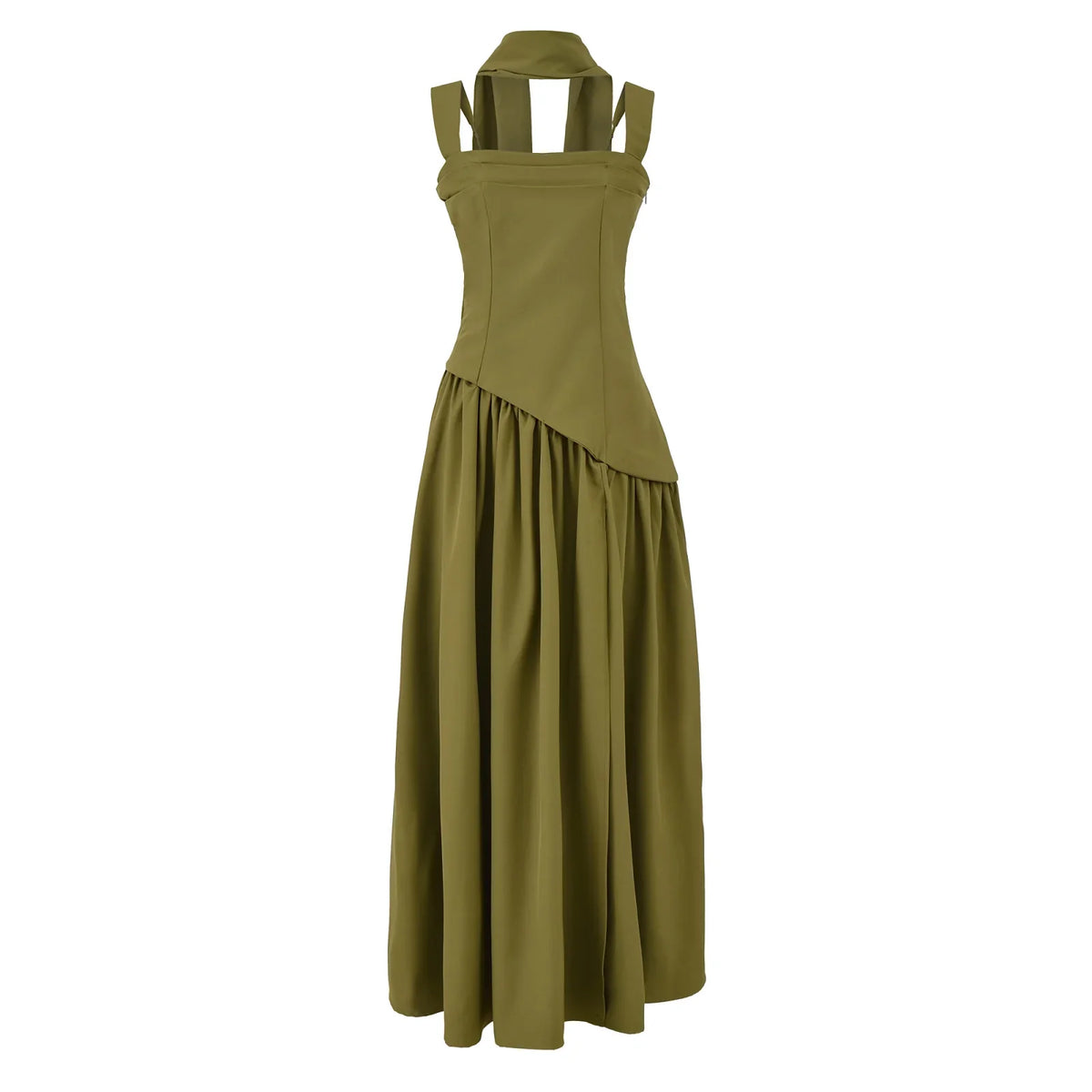 Sexy Slit Elegant With Scarf Sling Party Dresses Lace Up Bandage Back Fit And Flare Dresses