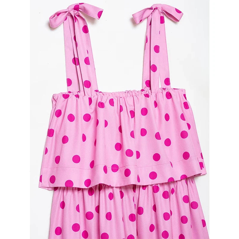 Pink Polka Dot Midi Dresses