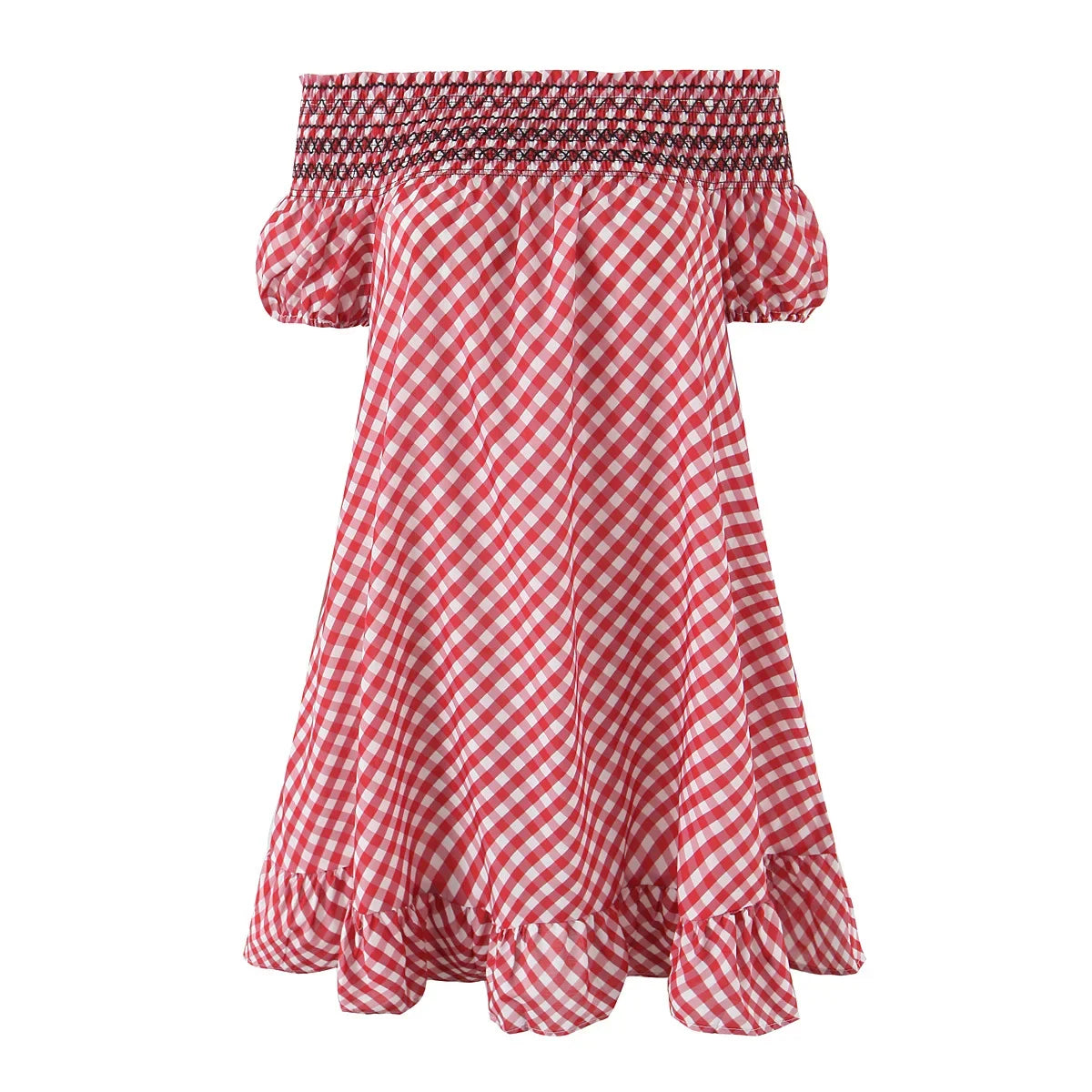 Sexy Off Shoulder Vintage Plaid Dresses