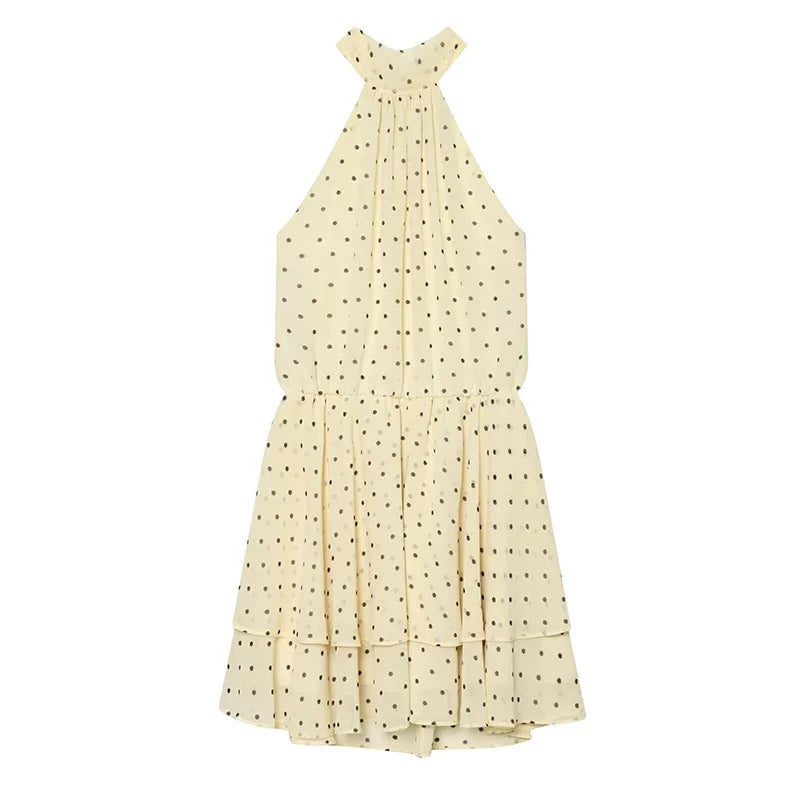 Yellow Polka Dot Halter Dresses