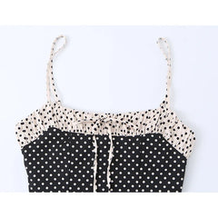 Patchwork Polka Dot Spaghetti Strap Mini Dresses