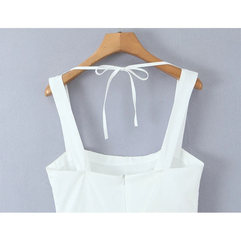 French Retro Square Neck Pleated Hem A-line Mini Dresses