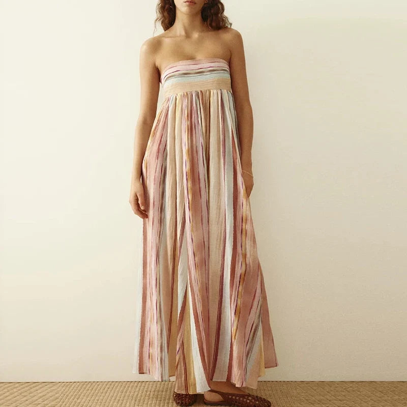 Backless Hollow Out High Waist Summer Long Dresses