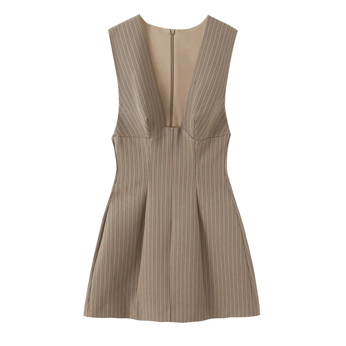 Sleeveless V Neck Striped Short Dresses