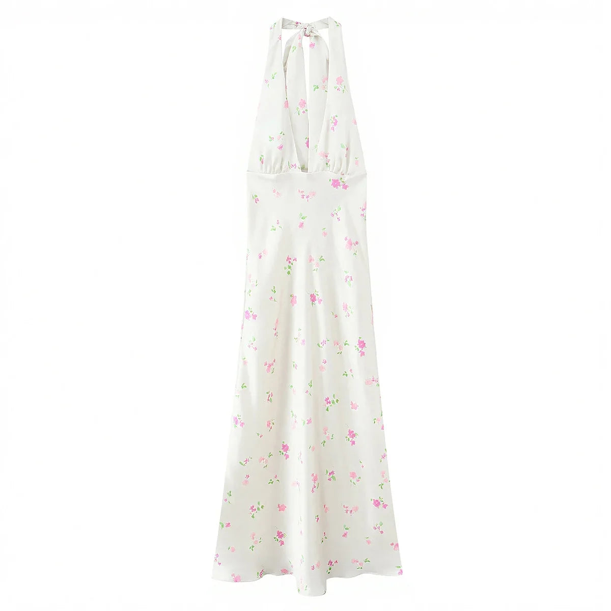 Elegant High Waist Floral Print Halter Maxi Dresses