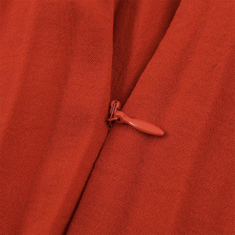 Color Block V Neck Chain Strap Pleated Midi Dresses