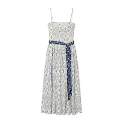 With Belt Floral Print Sexy Sling Dresses