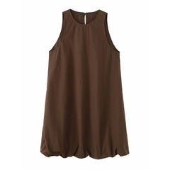 Brown Sleeveless Mini Dresses