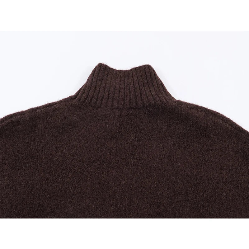 Winter Long Sleeve Turtleneck Soft Knitted Short Dresses