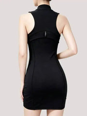 Casual High Neck Half Zipper Sleeveless Yoga Dresses