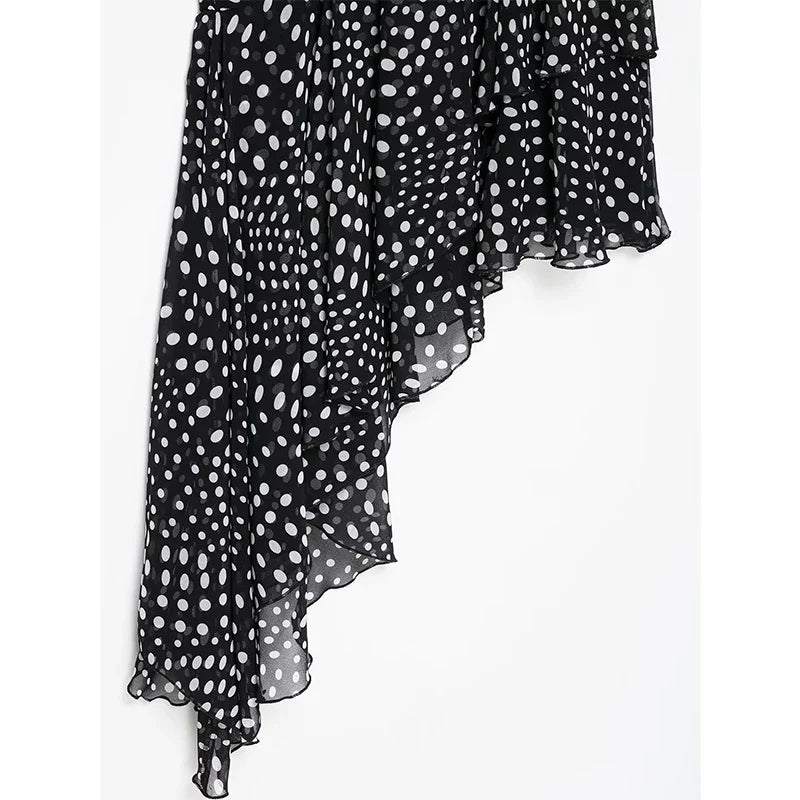 Sling Draped Polka Dot Dresses