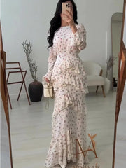 Sweet Casual Flared Sleeve Irregular Ruffle Edge Patchwork Dresses