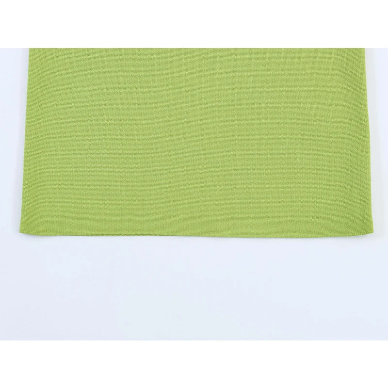 Green Halter Ruched Bodycon Mini Knit Dresses