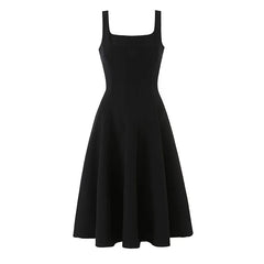 Black Square Neck Midi Dresses