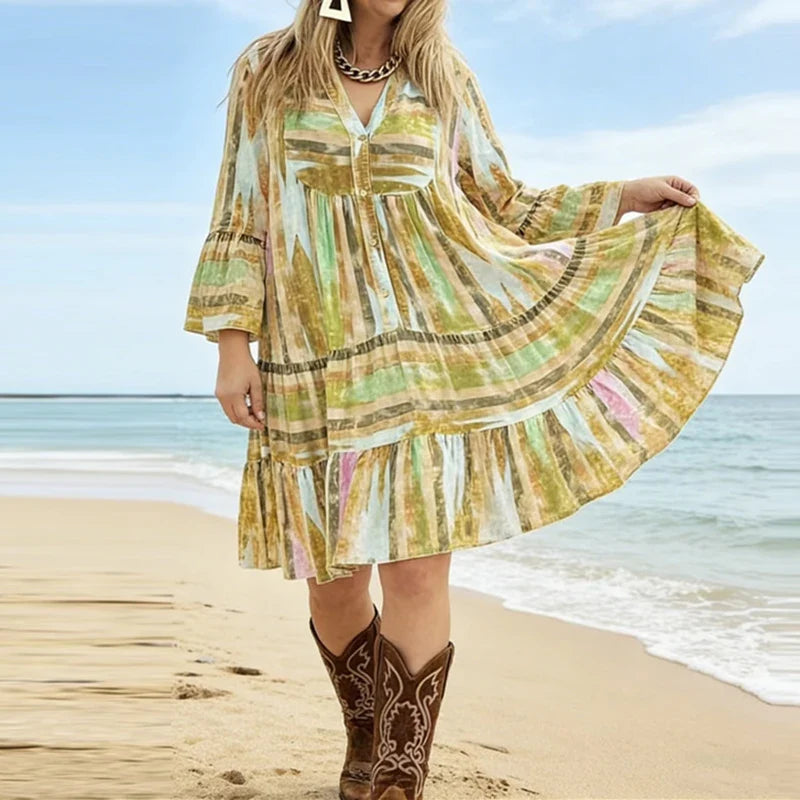 Bohemian Style Loose Fit Pleated Dresses