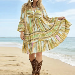 Bohemian Style Loose Fit Pleated Dresses
