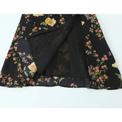 French Style Vintage Floral Print Sling Dresses