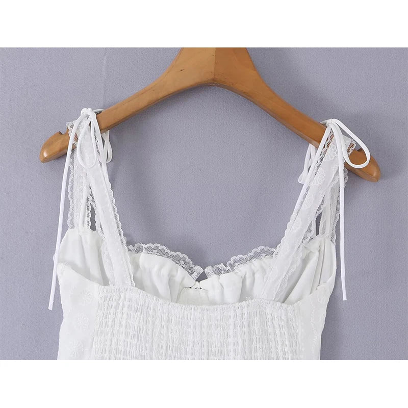 White Embroidery Lace Corset Mini Dresses