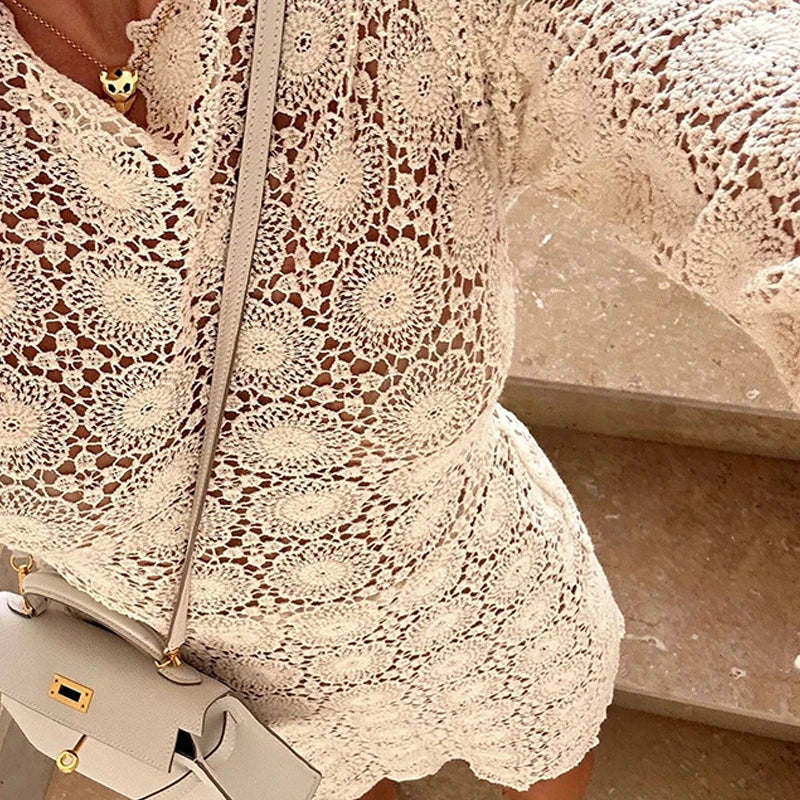 Backless Hollow Slim Bikini Cover Up Dresses