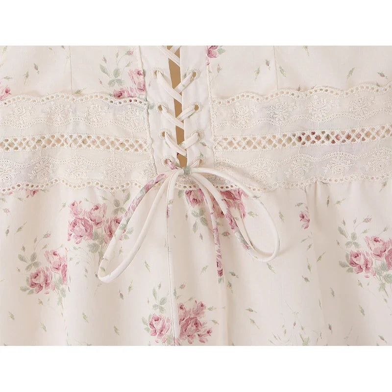 French Style Floral Print Long Mermaid Dresses