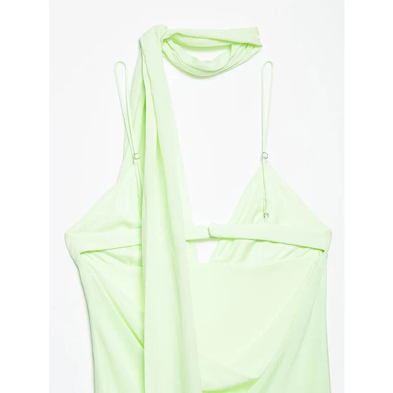 Summer Lime Green Spaghetti Straps Maxi Dresses