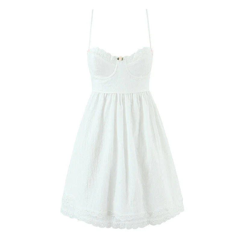 Sexy Spaghetti Straps White Mini Summer Dresses