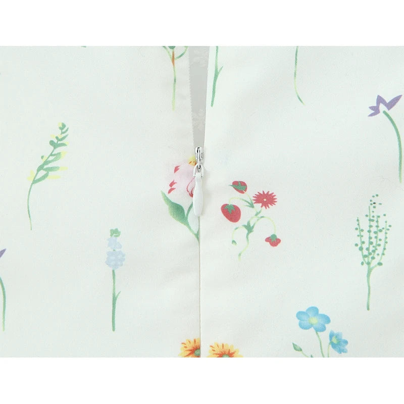Pretty Girl Sweet Floral Print Summer Dresses Vintage Puff Sleeve A-line Mini Holiday Dresses