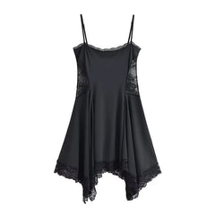 Sexy Spaghetti Straps Lace Patchwork Short Dresses