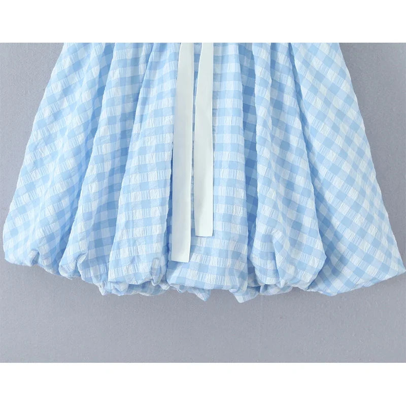 ï»?French Style Sexy Sweet Bow Patchwork Plaid Strapless Mini Dresses