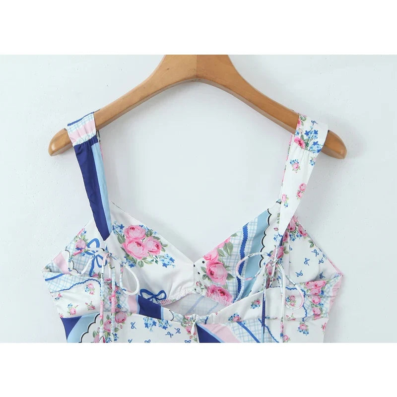 Printed Satin Sling Mini Dresses