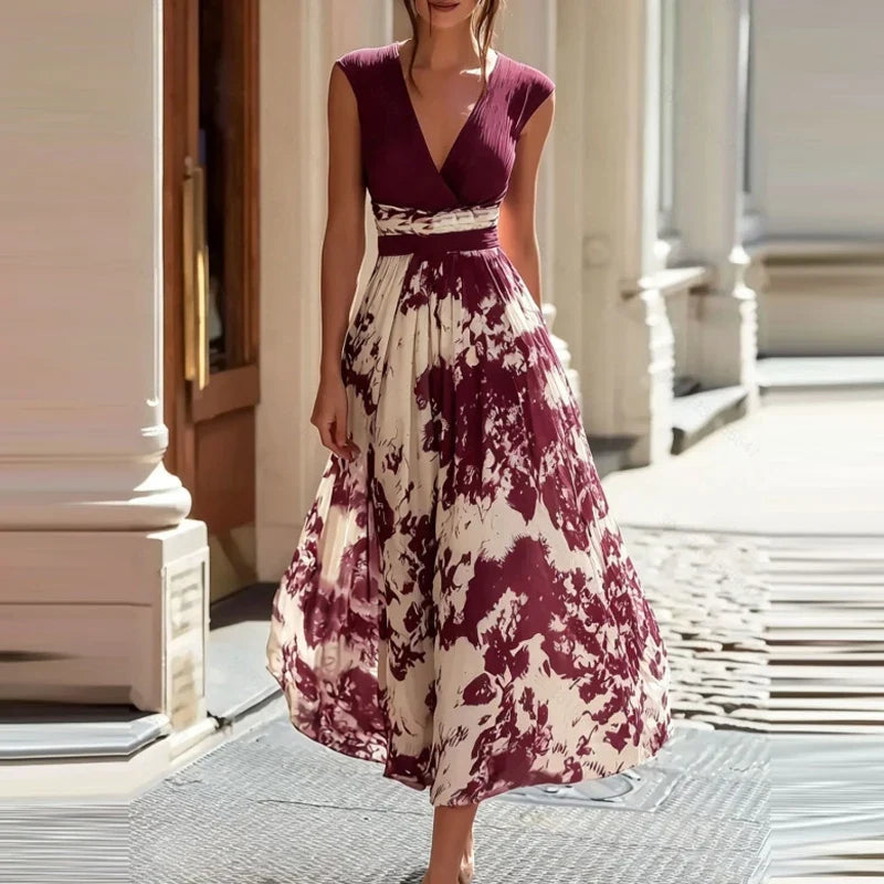Ladies Elegant Cocktail Party Dresses Sexy V Neck Sleeveless Slim Fit Commuter Dresses