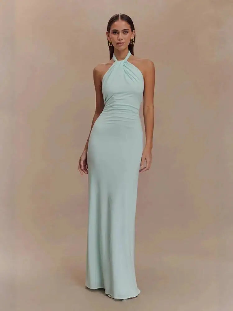 Hanging Neck Sleeveless Waist Slimming Dresses