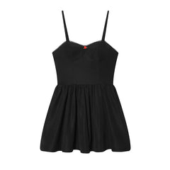 Black Lace Trim Sexy Mini Dresses