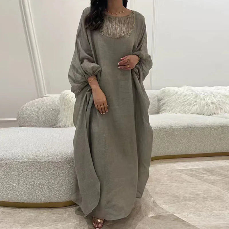 Vintage O Neck Mesh Long Dresses
