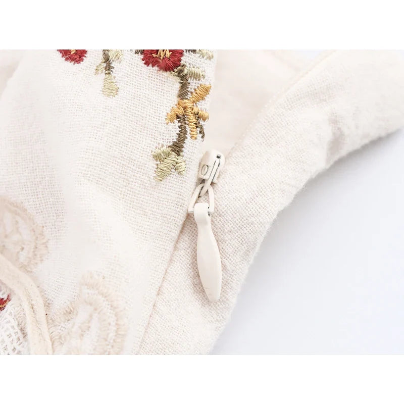 Floral Embroidery Sexy Spaghetti Straps Short Dresses