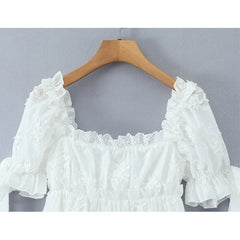 Elegant White Floral Embroidery Mini Dresses