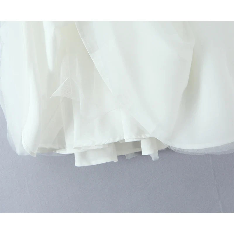 Elegant Pink White Sexy Backless Halter Ball Gown Mini Dresses For Lace Up Bandage Back Mesh Patchwork Party Dress