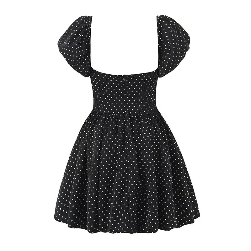 Sexy Off Shoulder Polka Dot Mini Dresses For Short Sleeve A-line Summer Holiday Party Dresses