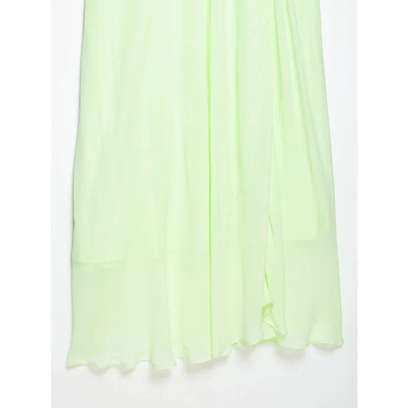 Summer Lime Green Spaghetti Straps Maxi Dresses