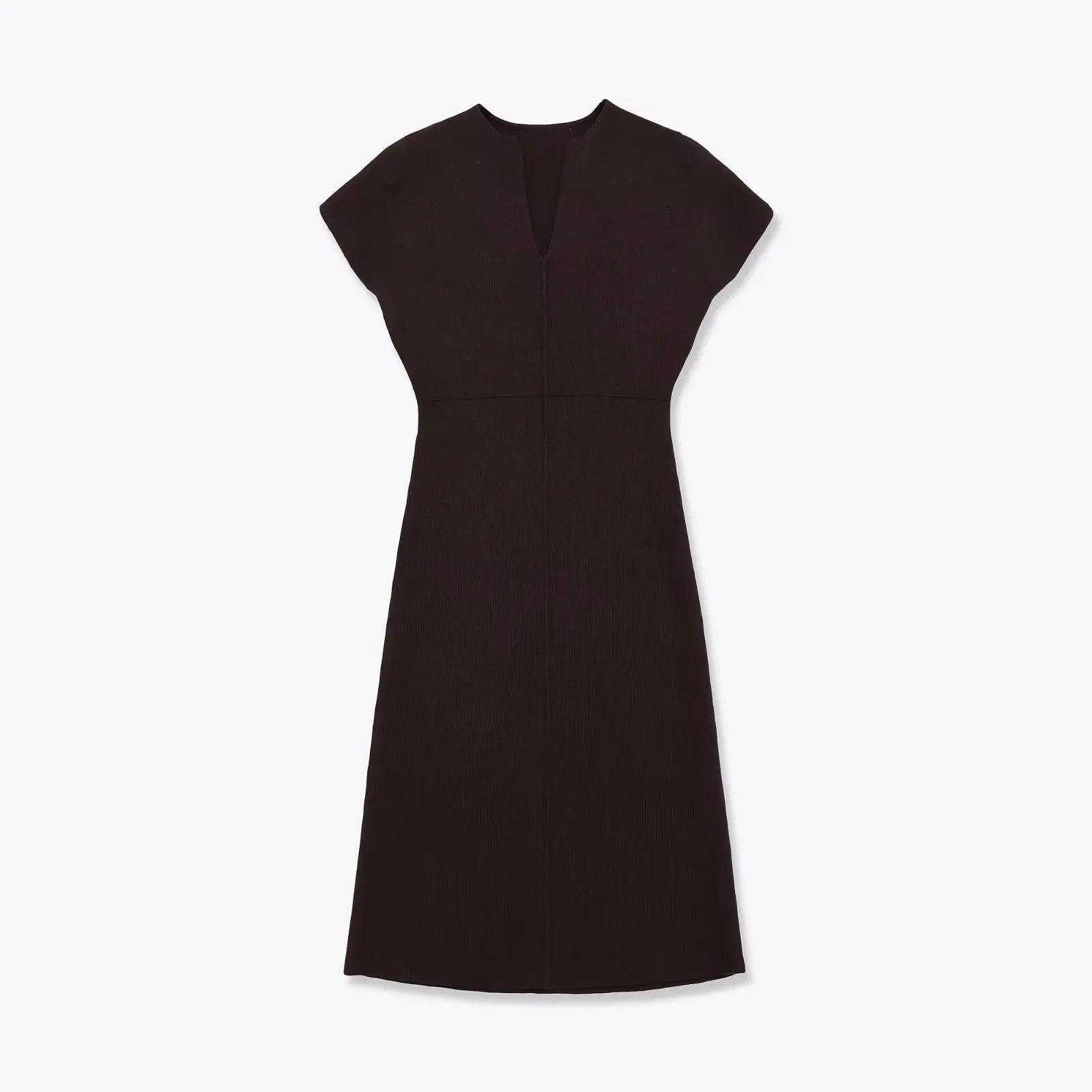 Brown Knit A-line Midi Dresses