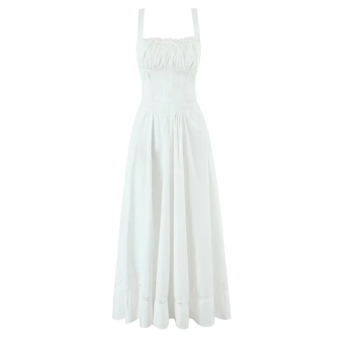 Lace Spliced Elegant White Sleeveless Dresses